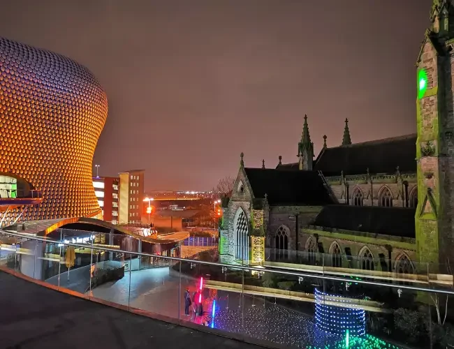birmingham city night view birmingham city night view